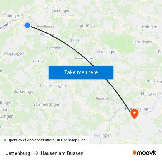 Jettenburg to Hausen am Bussen map