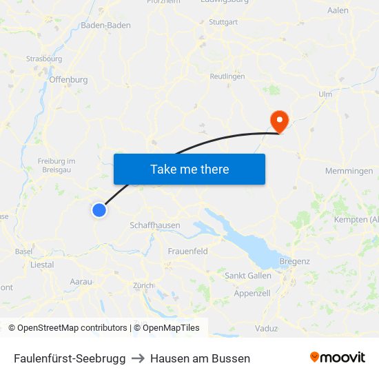 Faulenfürst-Seebrugg to Hausen am Bussen map
