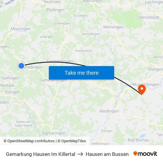 Gemarkung Hausen Im Killertal to Hausen am Bussen map