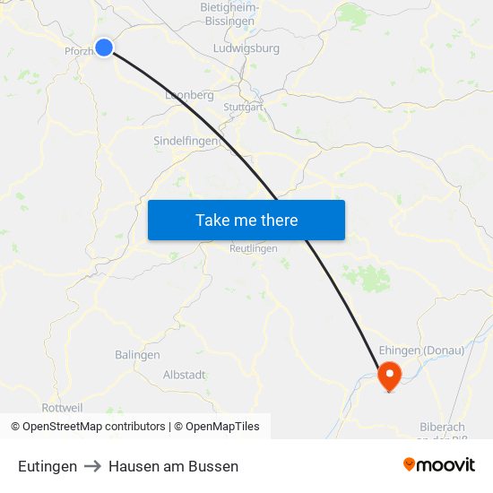 Eutingen to Hausen am Bussen map