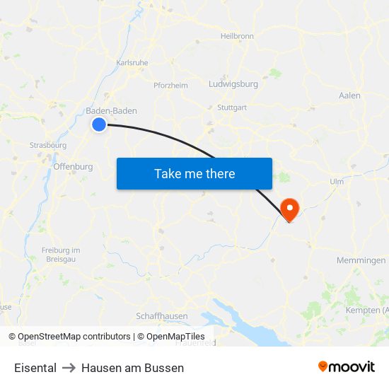 Eisental to Hausen am Bussen map