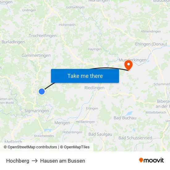 Hochberg to Hausen am Bussen map