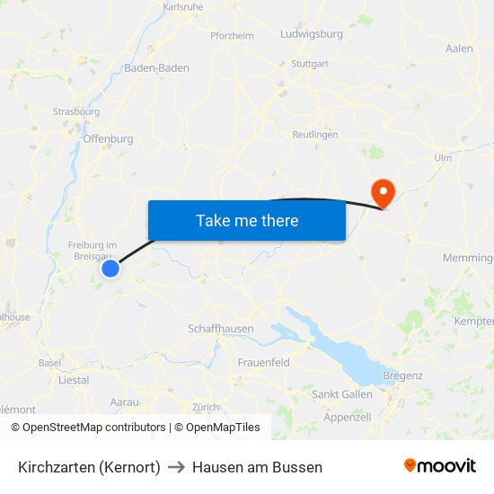 Kirchzarten (Kernort) to Hausen am Bussen map