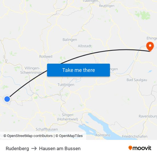 Rudenberg to Hausen am Bussen map