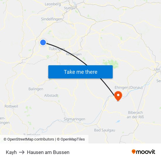 Kayh to Hausen am Bussen map