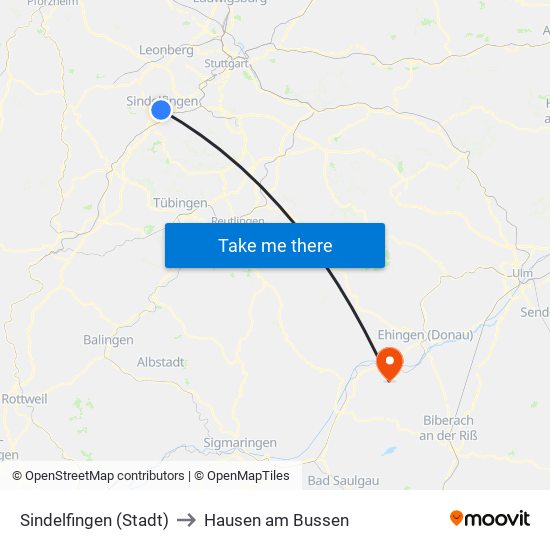 Sindelfingen (Stadt) to Hausen am Bussen map