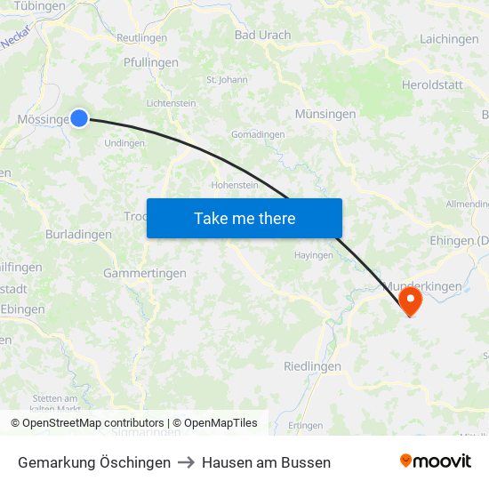 Gemarkung Öschingen to Hausen am Bussen map