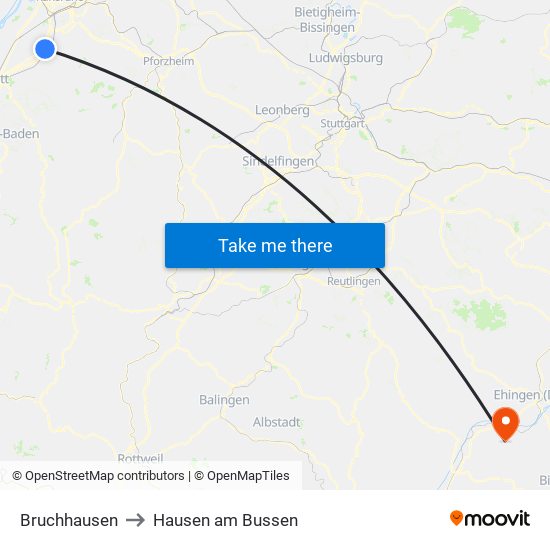 Bruchhausen to Hausen am Bussen map