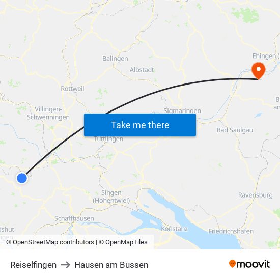 Reiselfingen to Hausen am Bussen map