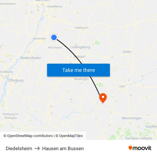 Diedelsheim to Hausen am Bussen map