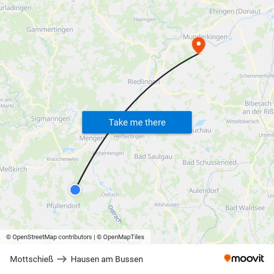 Mottschieß to Hausen am Bussen map