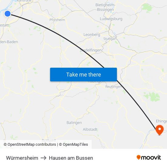 Würmersheim to Hausen am Bussen map