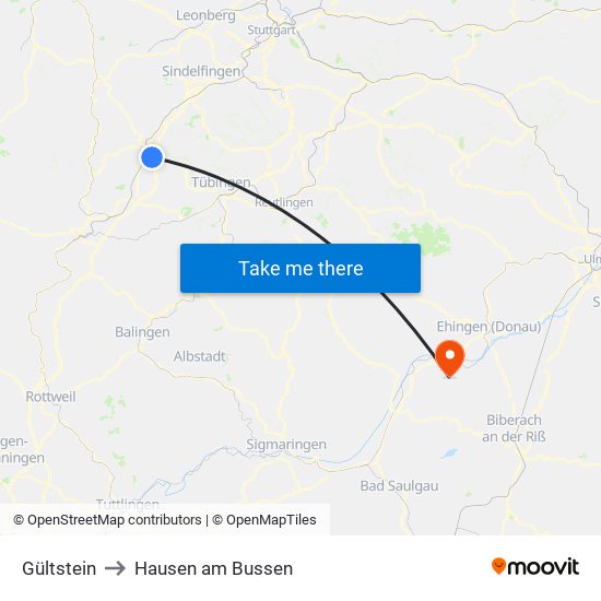 Gültstein to Hausen am Bussen map