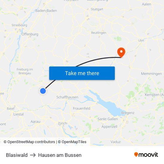 Blasiwald to Hausen am Bussen map