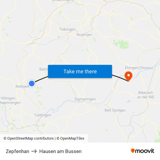 Zepfenhan to Hausen am Bussen map