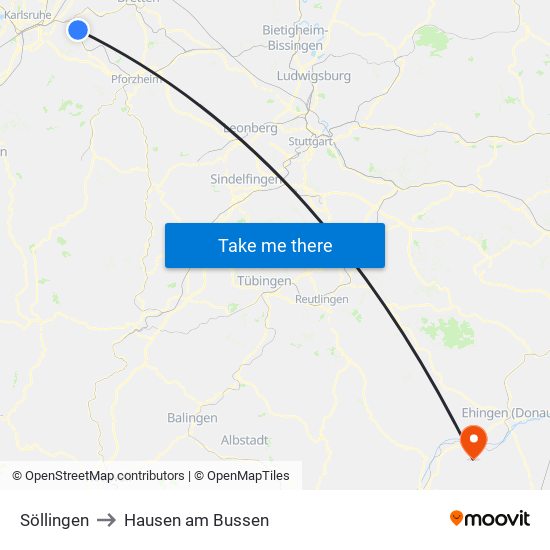 Söllingen to Hausen am Bussen map