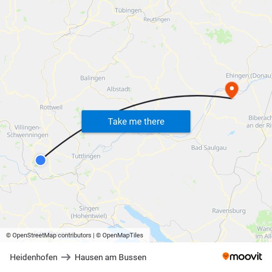 Heidenhofen to Hausen am Bussen map