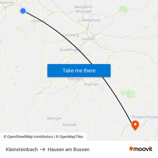 Kleinsteinbach to Hausen am Bussen map