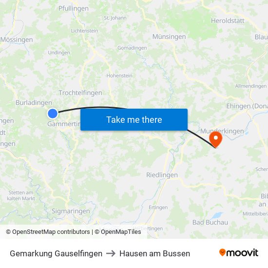 Gemarkung Gauselfingen to Hausen am Bussen map