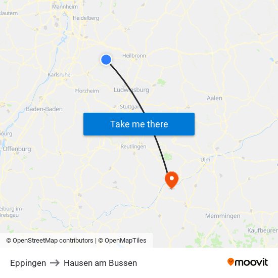 Eppingen to Hausen am Bussen map