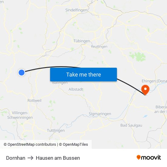 Dornhan to Hausen am Bussen map