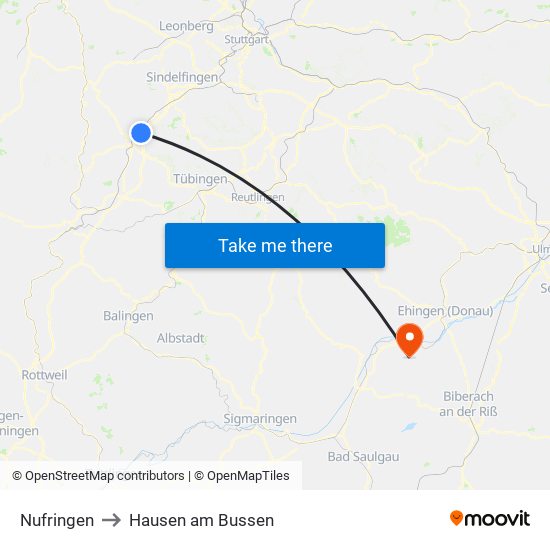 Nufringen to Hausen am Bussen map