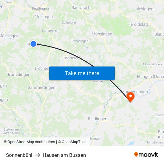 Sonnenbühl to Hausen am Bussen map