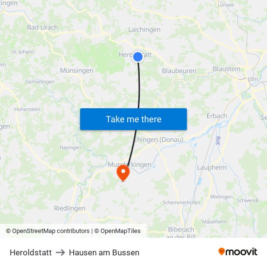 Heroldstatt to Hausen am Bussen map