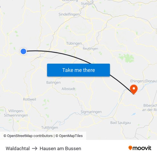 Waldachtal to Hausen am Bussen map