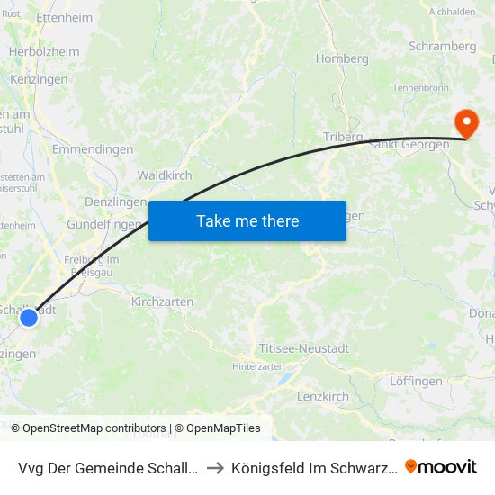 Vvg Der Gemeinde Schallstadt to Königsfeld Im Schwarzwald map