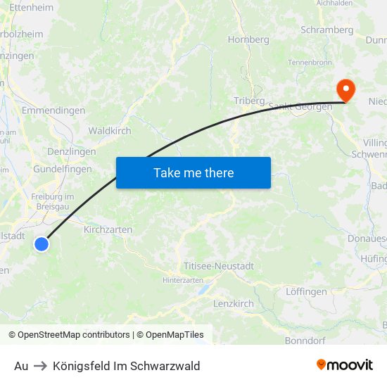 Au to Königsfeld Im Schwarzwald map