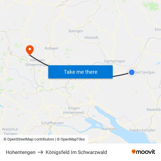 Hohentengen to Königsfeld Im Schwarzwald map