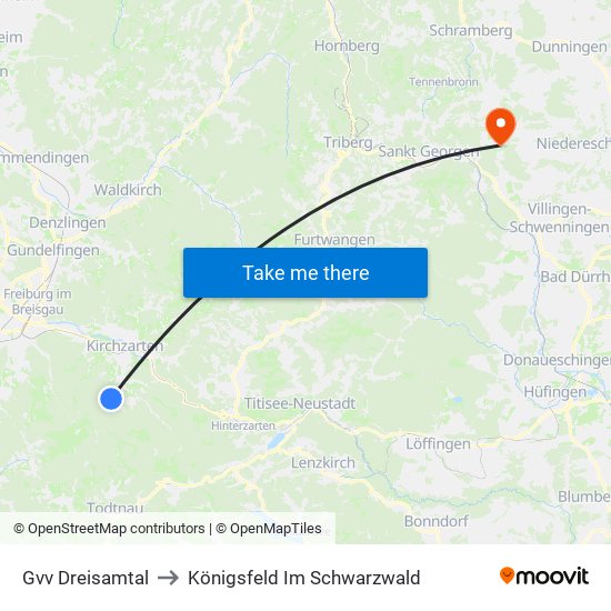 Gvv Dreisamtal to Königsfeld Im Schwarzwald map