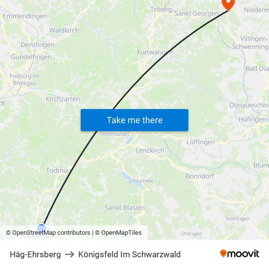 Häg-Ehrsberg to Königsfeld Im Schwarzwald map