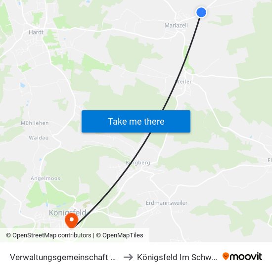 Verwaltungsgemeinschaft Dunningen to Königsfeld Im Schwarzwald map