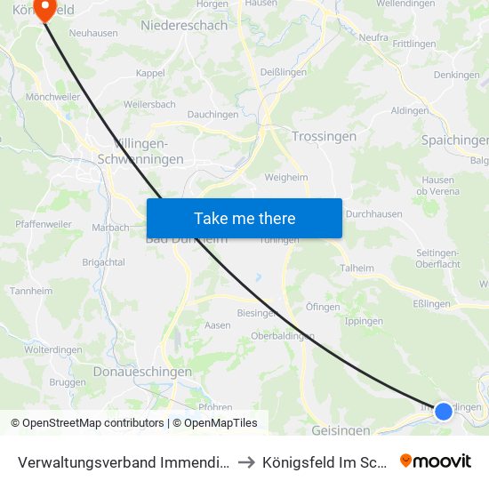 Verwaltungsverband Immendingen-Geisingen to Königsfeld Im Schwarzwald map