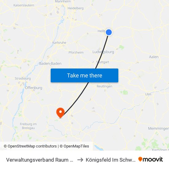 Verwaltungsverband Raum Weinsberg to Königsfeld Im Schwarzwald map