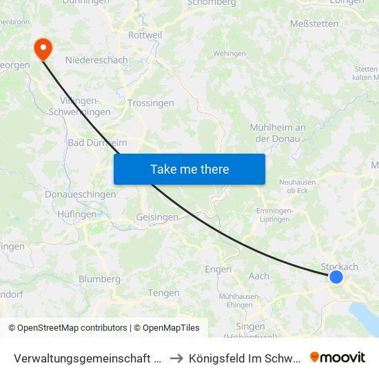 Verwaltungsgemeinschaft Stockach to Königsfeld Im Schwarzwald map