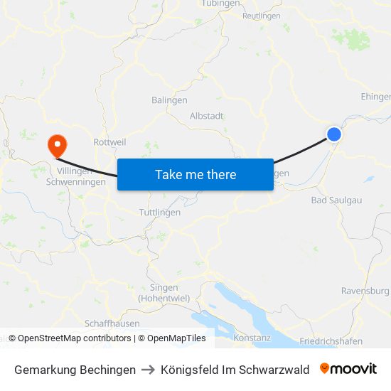 Gemarkung Bechingen to Königsfeld Im Schwarzwald map