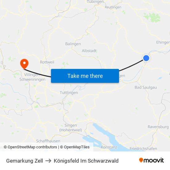 Gemarkung Zell to Königsfeld Im Schwarzwald map