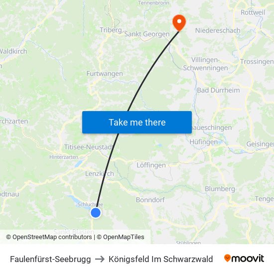 Faulenfürst-Seebrugg to Königsfeld Im Schwarzwald map