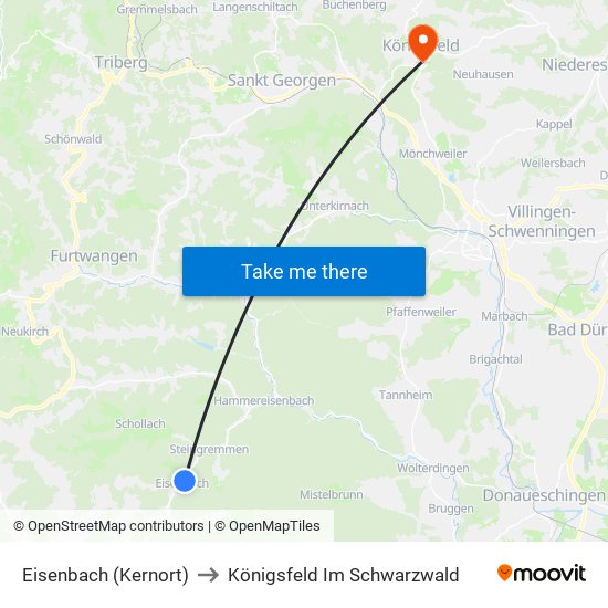 Eisenbach (Kernort) to Königsfeld Im Schwarzwald map