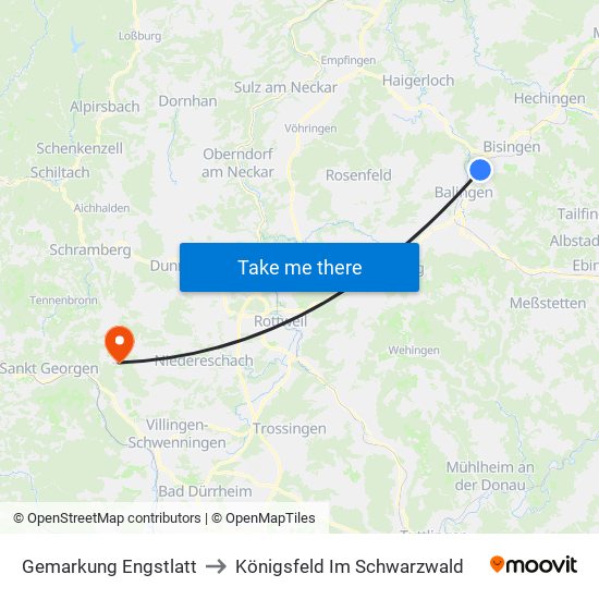 Gemarkung Engstlatt to Königsfeld Im Schwarzwald map