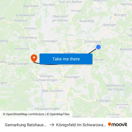 Gemarkung Ratshausen to Königsfeld Im Schwarzwald map