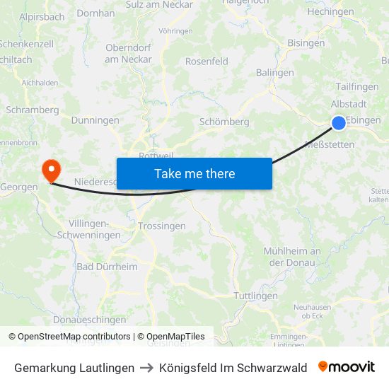 Gemarkung Lautlingen to Königsfeld Im Schwarzwald map