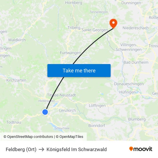 Feldberg (Ort) to Königsfeld Im Schwarzwald map