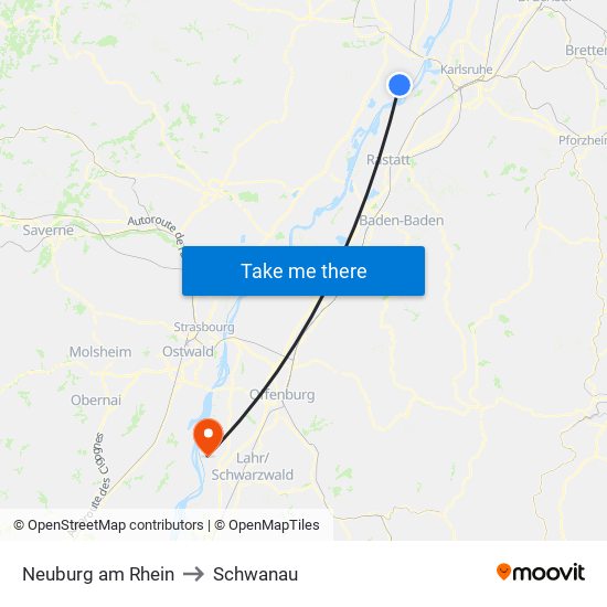 Neuburg am Rhein to Schwanau map