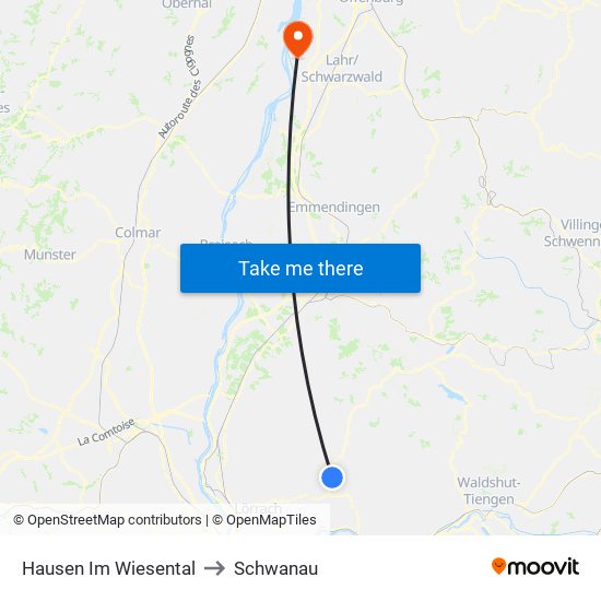 Hausen Im Wiesental to Schwanau map