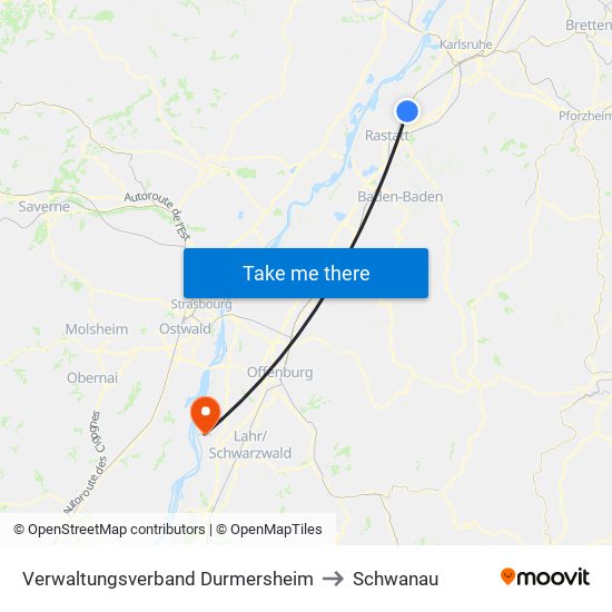 Verwaltungsverband Durmersheim to Schwanau map