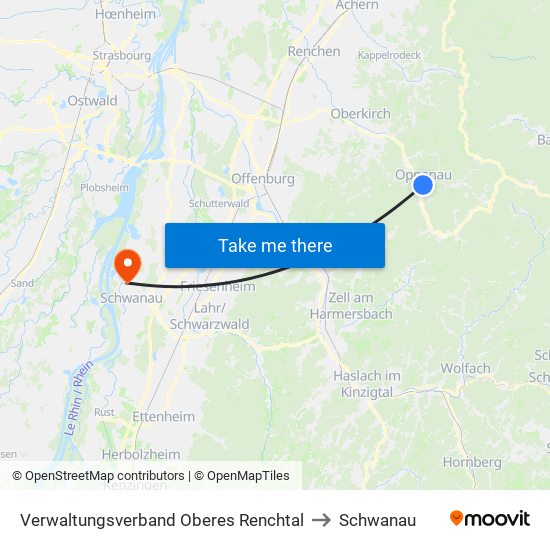 Verwaltungsverband Oberes Renchtal to Schwanau map